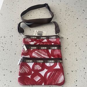 LeSportSac Crossbody Red Brick/Brown Adjustable Strap Travel Everyday Bag NWT